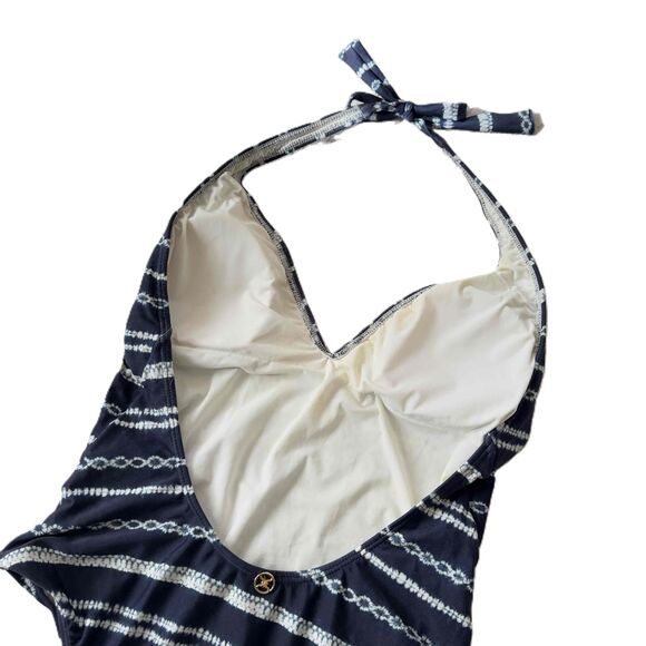 Vix Paula Hermanny Halter Tie-Back Plunge Navy Swimsuit Medium M - Picture 4 of 10
